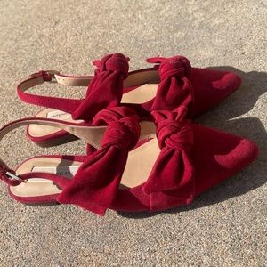 Antonio Melani Remalyn Double Bow Red Suede Flats